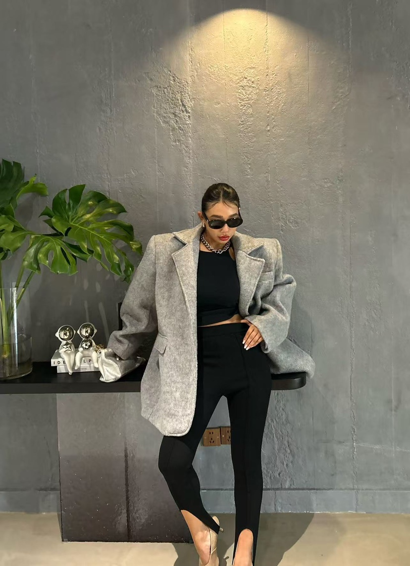 BLACK BABI東大門㊣實拍女裝新品時尚人氣休閑25秋冬夾克羊毛BLACK BABI夾克