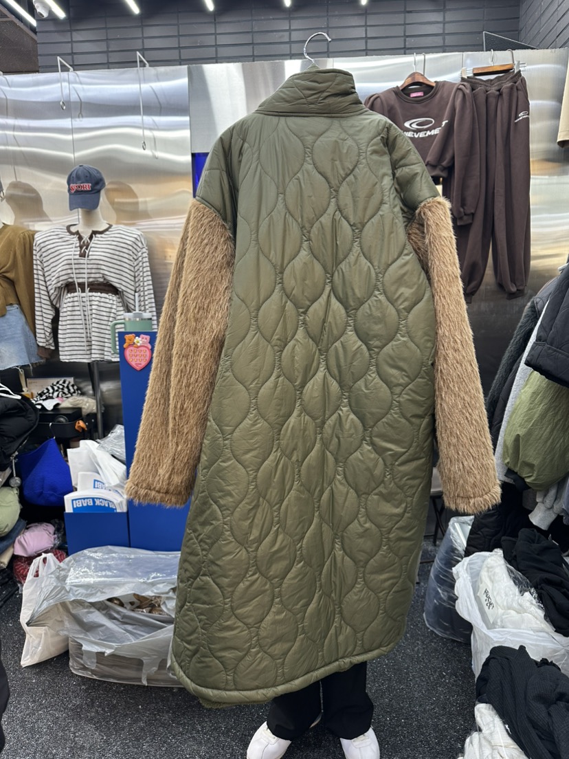 BLACK BABI韓國代購㊣女士新品人氣推薦熱賣長款棉服絎縫長款BLACK BABI長款棉服