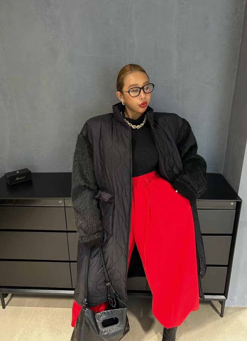 BLACK BABI韓國代購㊣女士新品人氣推薦熱賣長款棉服絎縫長款BLACK BABI長款棉服圖色2