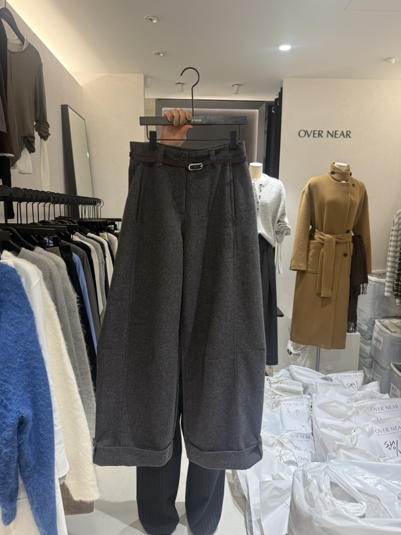 OVER NEAR東大門㊣代購女士新品人氣休閑25秋冬休閑褲不含腰帶OVER NEAR休閑褲圖色2