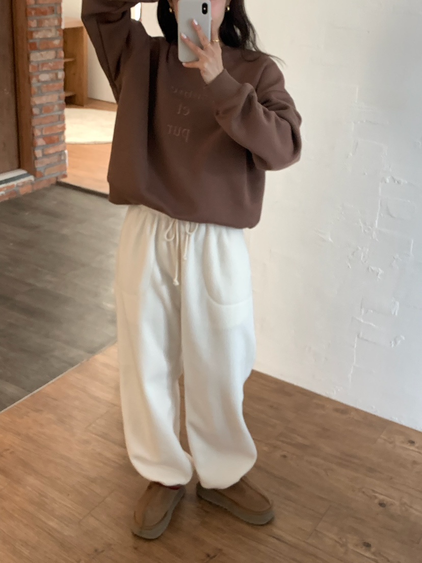 BLEECKER韓國代購㊣女士新品職業時尚25秋冬休閑休閑褲抓絨BLEECKER休閑褲