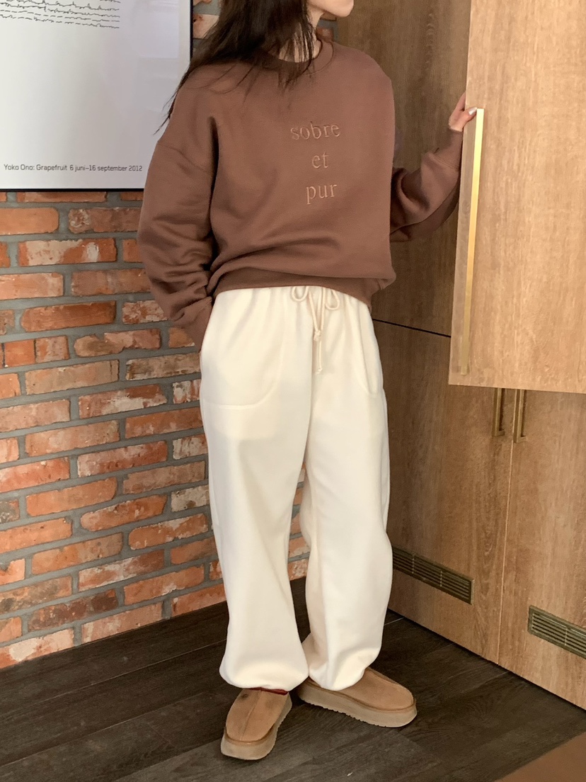 BLEECKER韓國代購㊣女士新品職業時尚25秋冬休閑休閑褲抓絨BLEECKER休閑褲