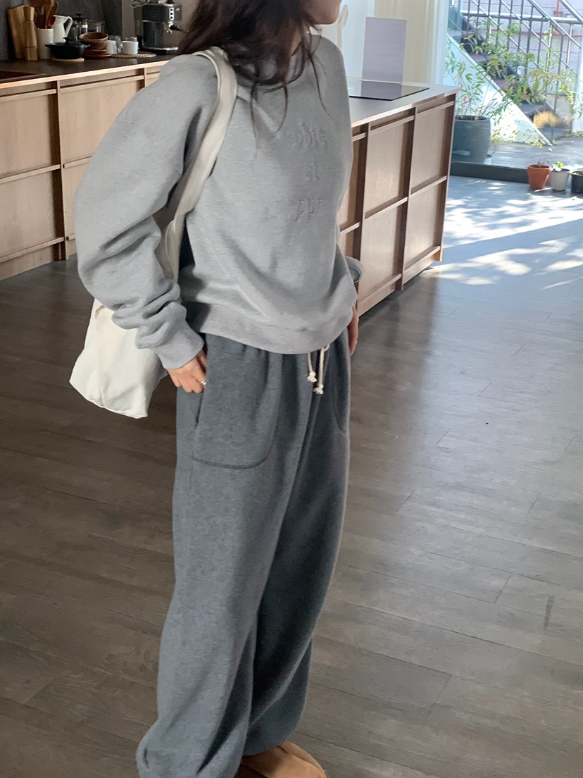 BLEECKER韓國代購㊣女士新品職業時尚25秋冬休閑休閑褲抓絨BLEECKER休閑褲