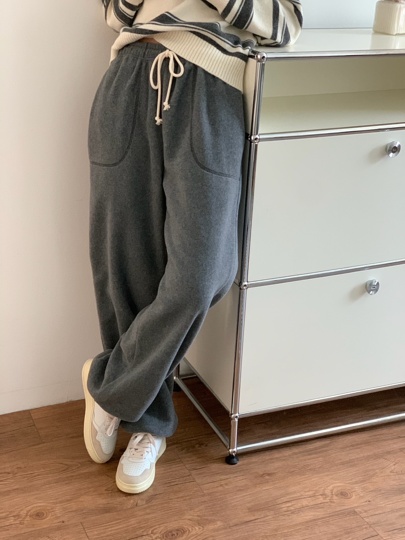 BLEECKER韓國代購㊣女士新品職業時尚25秋冬休閑休閑褲抓絨BLEECKER休閑褲