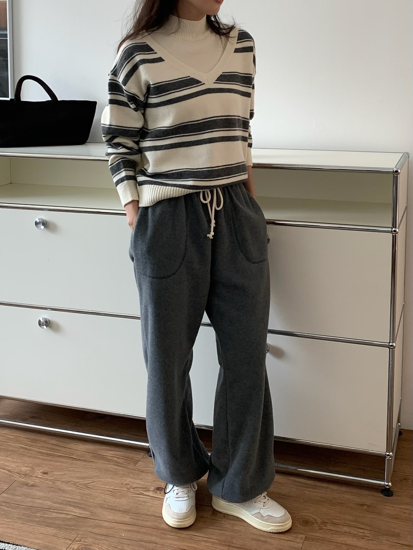 BLEECKER韓國代購㊣女士新品職業時尚25秋冬休閑休閑褲抓絨BLEECKER休閑褲