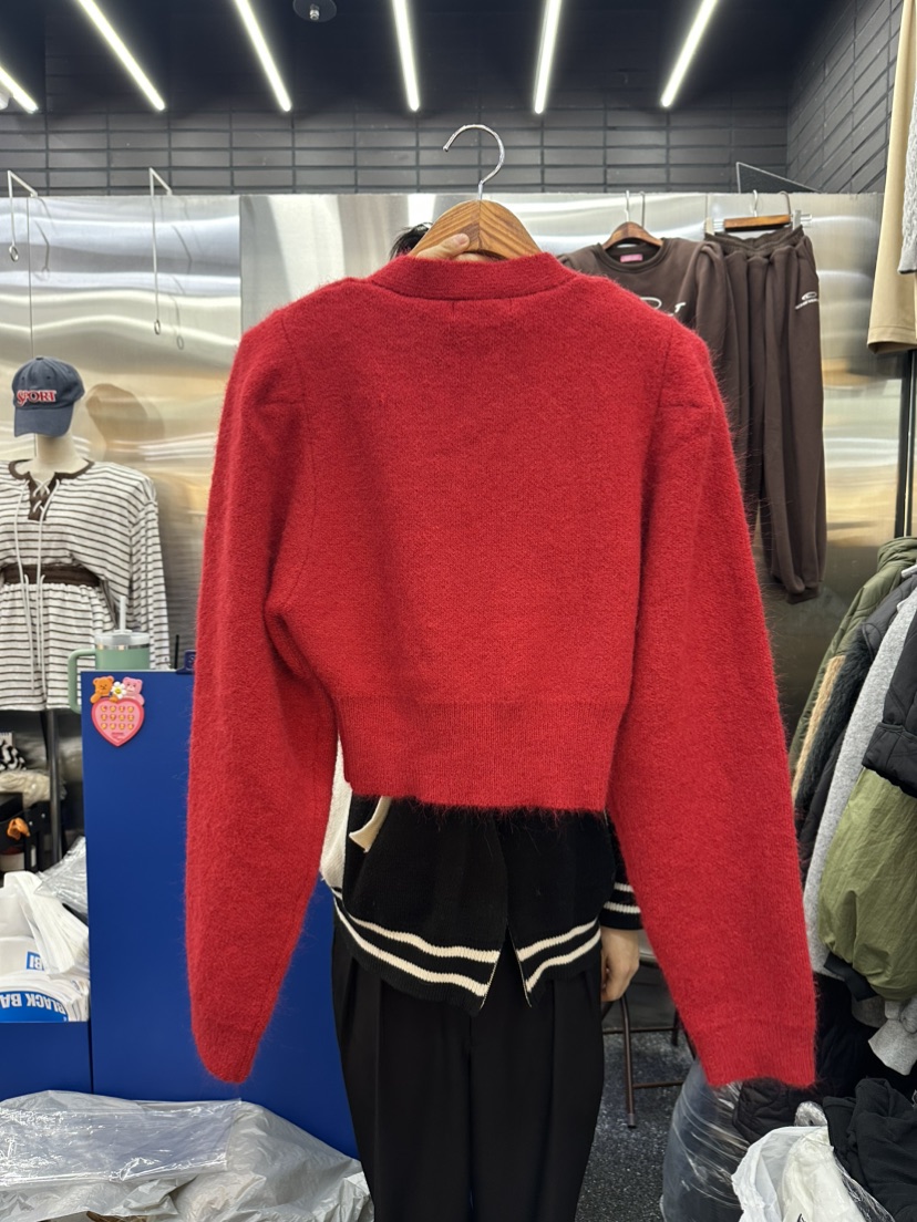 BLACK BABI東大門㊣直郵女裝新款職業熱賣針織衫泡泡袖開衫BLACK BABI針織衫