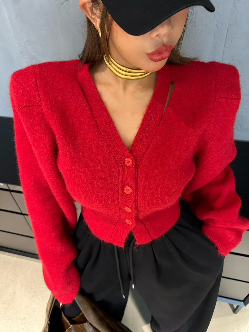 BLACK BABI東大門㊣直郵女裝新款職業熱賣針織衫泡泡袖開衫BLACK BABI針織衫圖色2