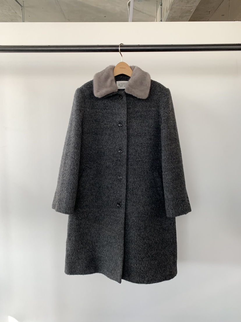 UNDERSON東大門㊣實拍女裝新款25秋冬推薦人氣中長款大衣貂皮UNDERSON中長款大衣圖色2