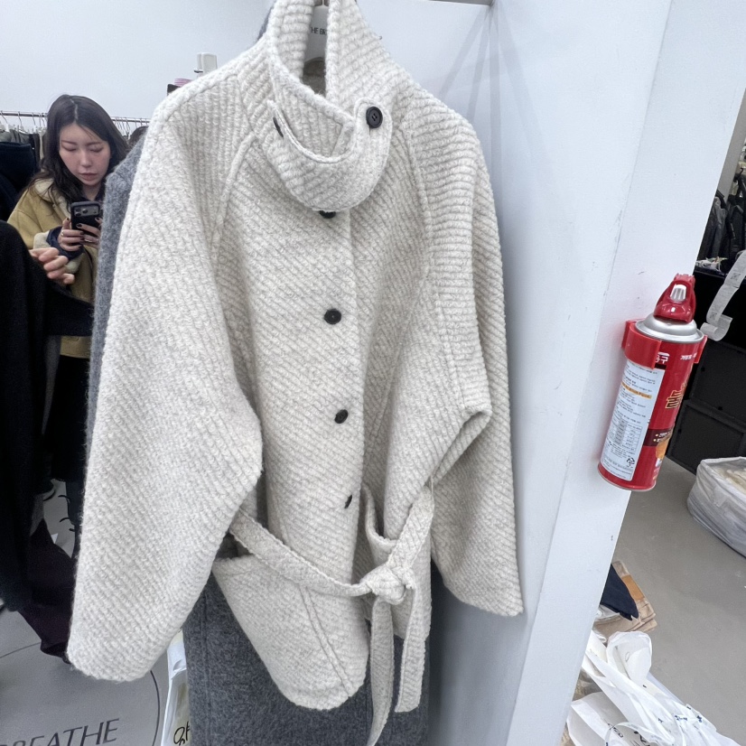 BREATHE韓國代購㊣女士新款真品推薦職業時尚中長款大衣含腰帶BREATHE中長款大衣圖色1