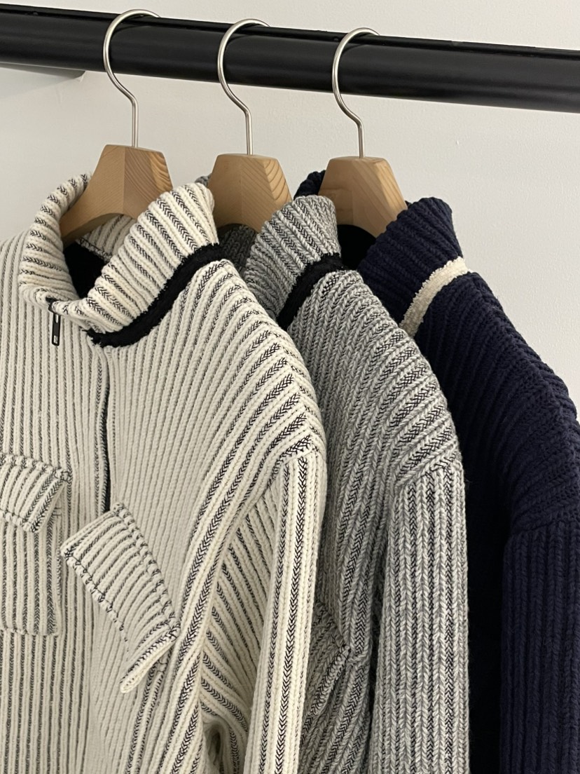 BUTTER-P東大門㊣代購女裝新品時尚25秋冬夾克羊毛針織拉鏈口袋BUTTER-P夾克