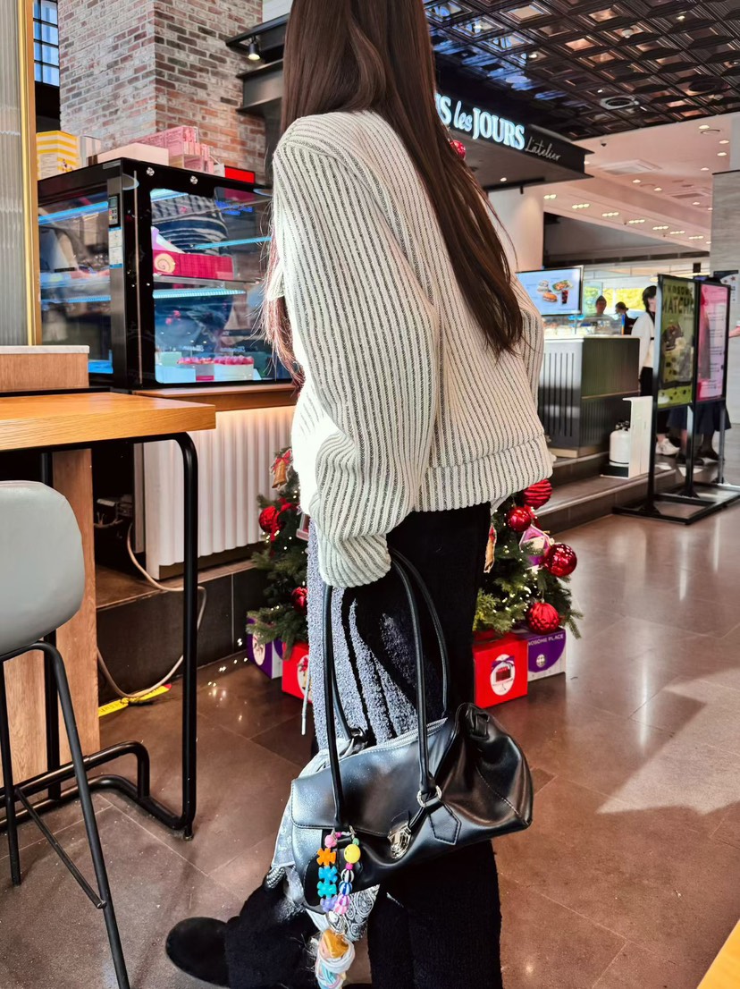 BUTTER-P東大門㊣代購女裝新品時尚25秋冬夾克羊毛針織拉鏈口袋BUTTER-P夾克