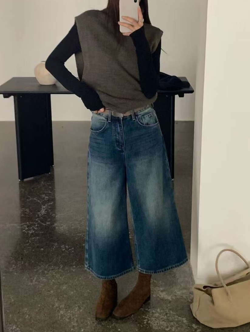 OLA東大門㊣代購女裝新款25秋冬時尚推薦真品牛仔褲加絨貂皮mellor/OLA牛仔褲