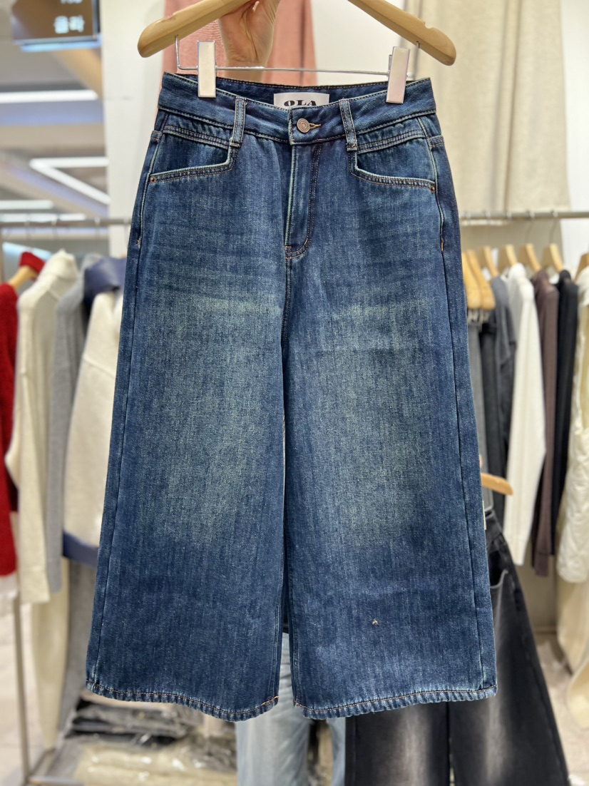 OLA東大門㊣代購女裝新款25秋冬時尚推薦真品牛仔褲加絨貂皮mellor/OLA牛仔褲圖色1