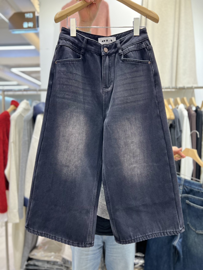 OLA東大門㊣代購女裝新款25秋冬時尚推薦真品牛仔褲加絨貂皮mellor/OLA牛仔褲圖色2