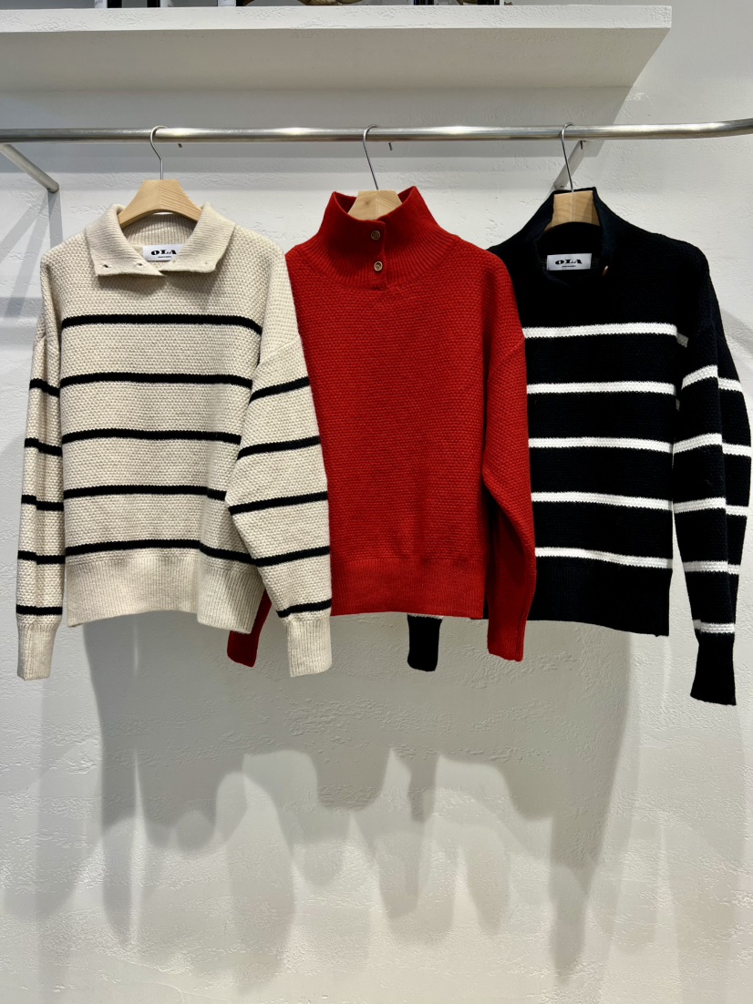 OLA東大門㊣代購女裝新品時尚熱賣推薦25秋冬針織衫高領紐扣mellor/OLA針織衫