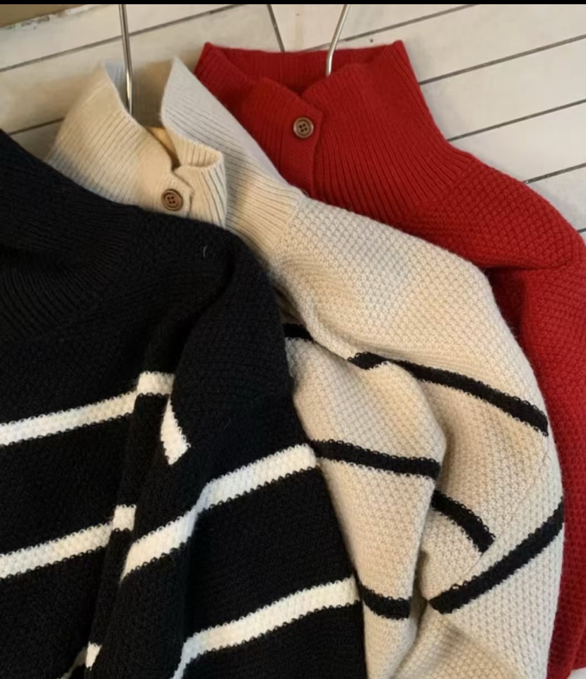 OLA東大門㊣代購女裝新品時尚熱賣推薦25秋冬針織衫高領紐扣mellor/OLA針織衫