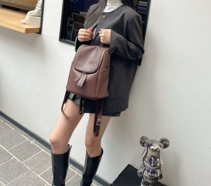 TROUVAILLE東大門㊣直郵女裝新款時尚職業人氣雙肩背包牛皮TROUVAILLE雙肩背包