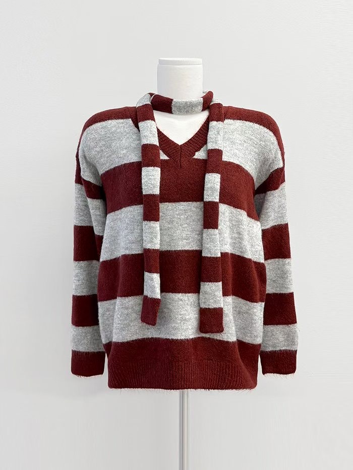 JAYDOC韓國直郵㊣女士新品推薦人氣真品熱賣休閑針織衫含脖帶JAYDOC針織衫圖色1