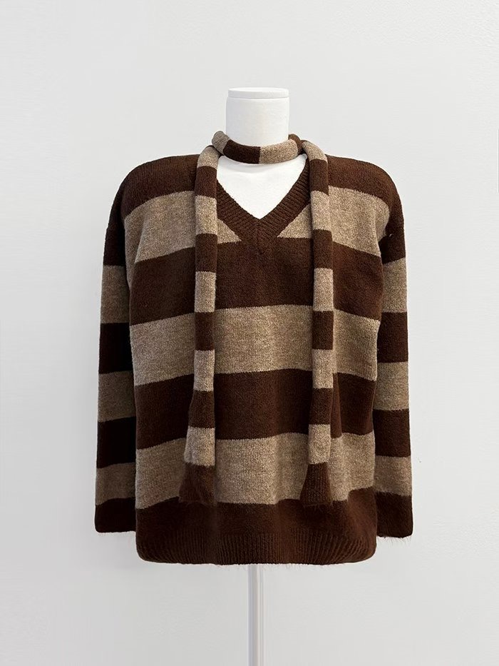 JAYDOC韓國直郵㊣女士新品推薦人氣真品熱賣休閑針織衫含脖帶JAYDOC針織衫圖色2