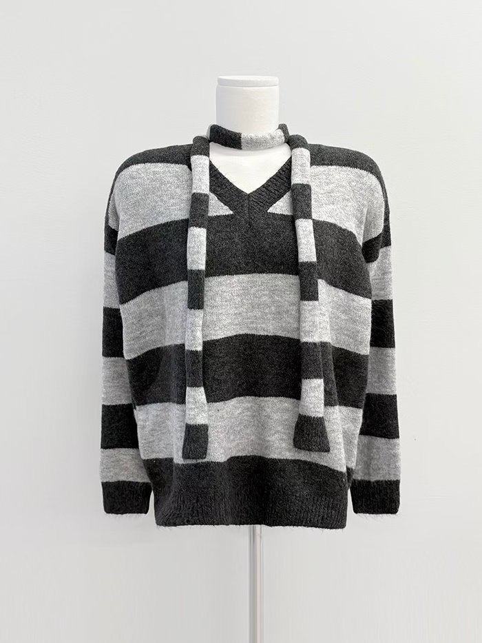 JAYDOC韓國直郵㊣女士新品推薦人氣真品熱賣休閑針織衫含脖帶JAYDOC針織衫圖色3