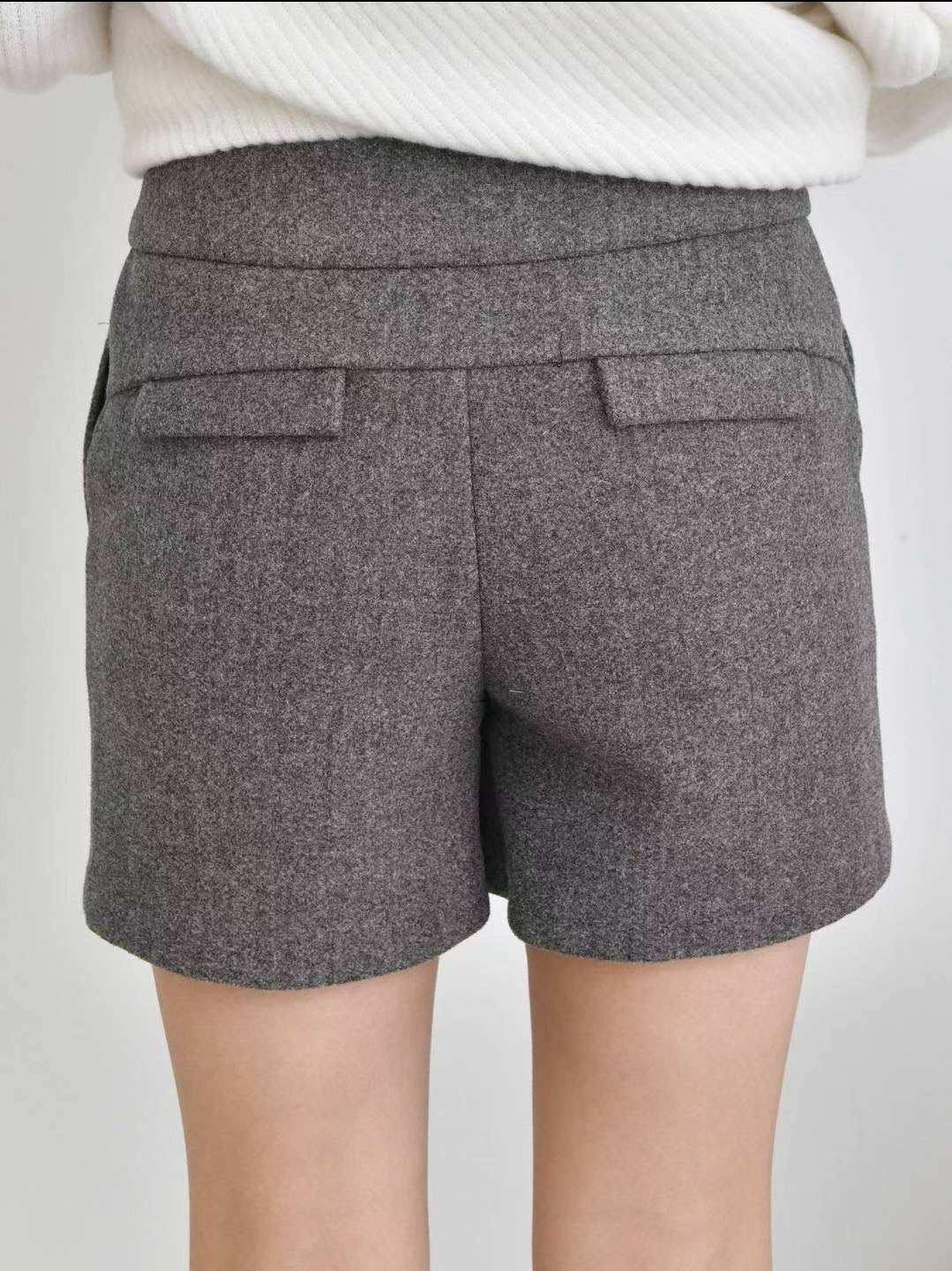 삐삐東大門㊣直郵女裝新品25秋冬人氣真品休閑短褲羊毛紐扣Pager短褲