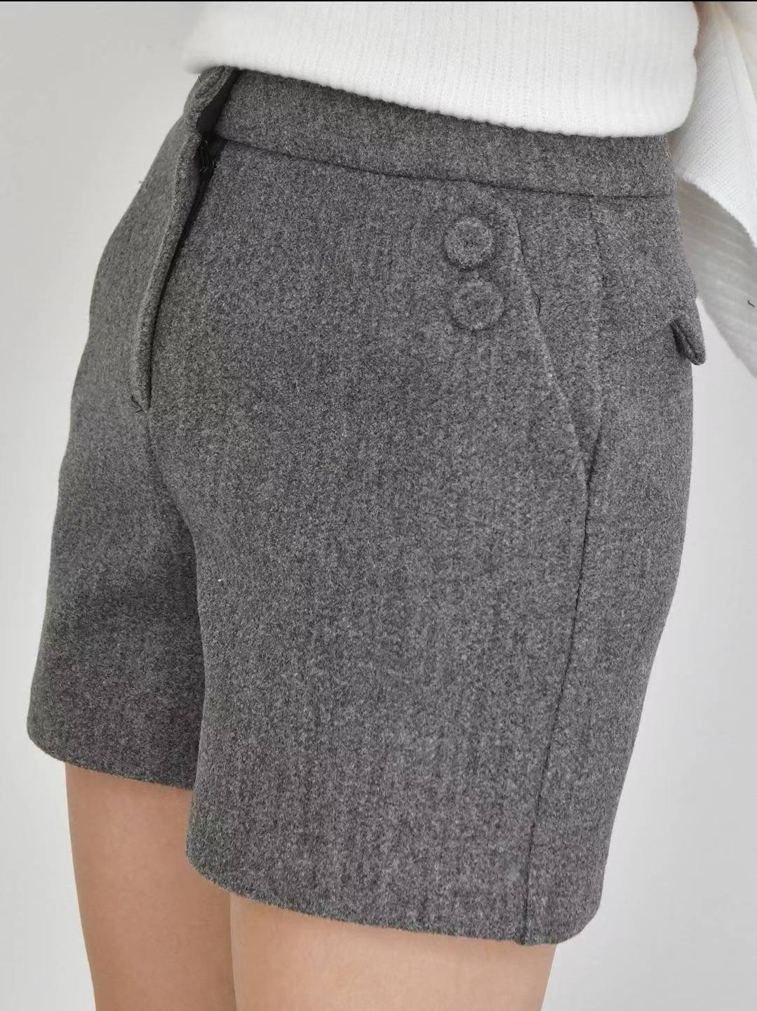 삐삐東大門㊣直郵女裝新品25秋冬人氣真品休閑短褲羊毛紐扣Pager短褲