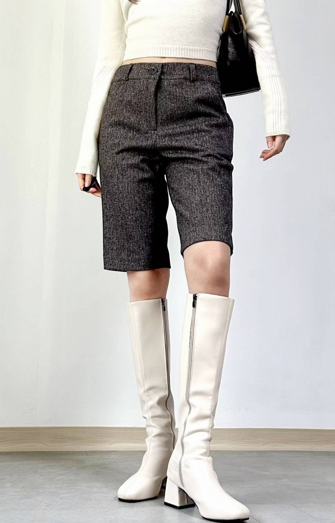 삐삐東大門㊣代購女士新款時尚真品人氣推薦職業短褲人字紋Pager短褲