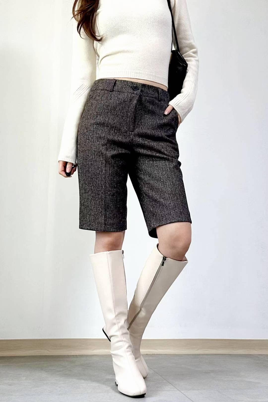 삐삐東大門㊣代購女士新款時尚真品人氣推薦職業短褲人字紋Pager短褲