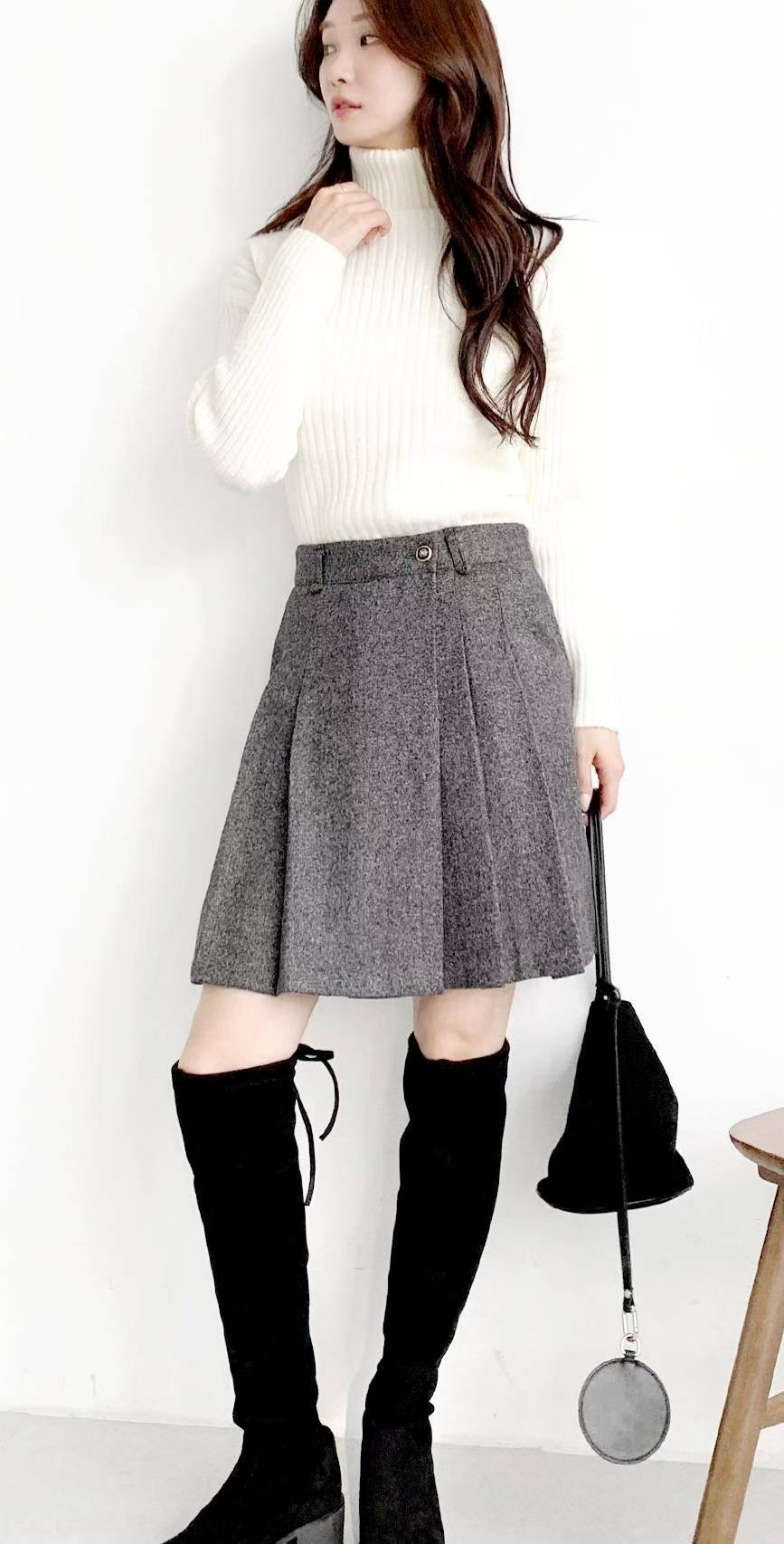 삐삐韓國直郵㊣女裝新款推薦職業時尚25秋冬人氣休閑裙褲褶裥Pager裙褲圖色1