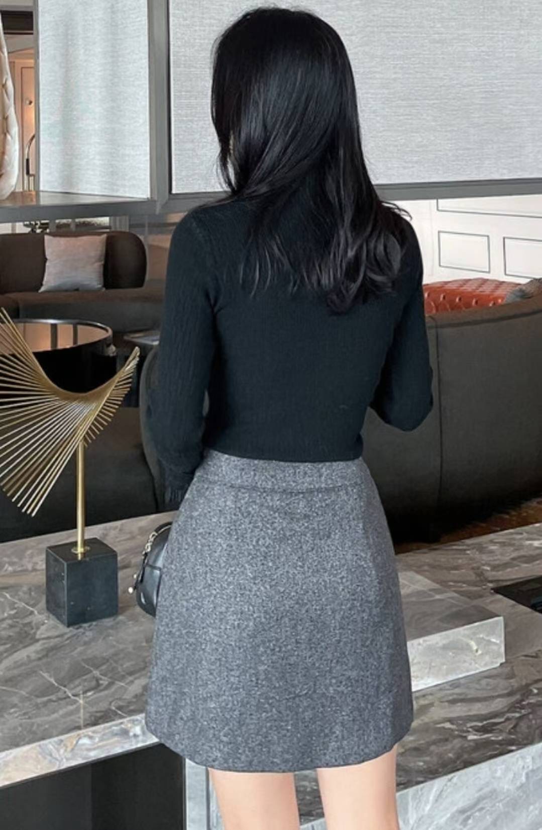 삐삐東大門㊣直郵女士新款休閑真品推薦25秋冬裙褲裹身裙羊毛Pager裙褲