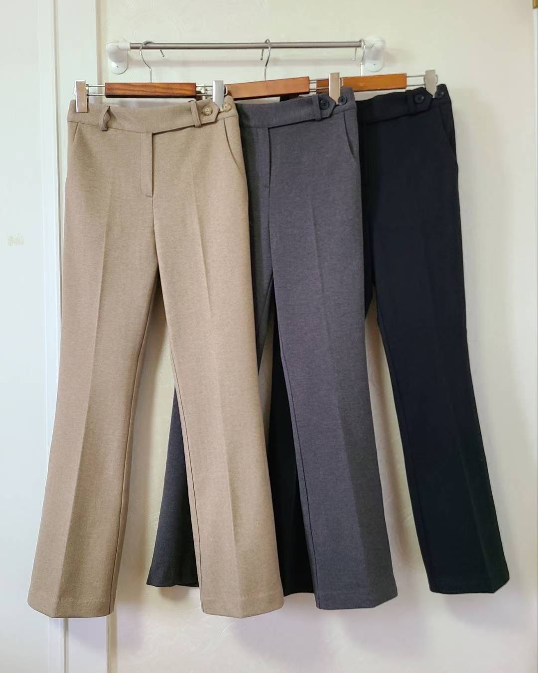 삐삐韓國代購㊣女裝新款時尚熱賣職業人氣休閑褲喇叭形羊毛Pager休閑褲圖色2左二色