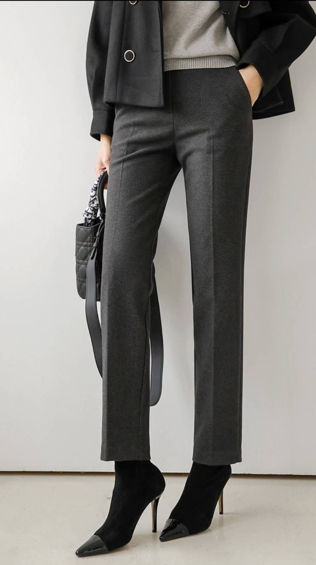 삐삐東大門㊣代購女裝新品人氣職業時尚休閑休閑褲抓絨修身Pager休閑褲圖色1