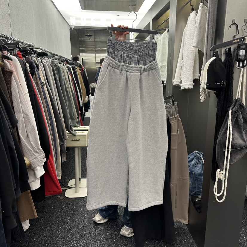 NUEUN東大門㊣實拍女士新品25秋冬休閑推薦職業時尚休閑褲抓絨NUEUN/SEEOT休閑褲圖色1