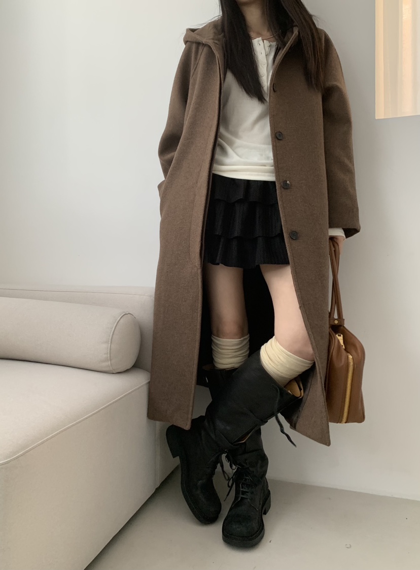 TRUE東大門㊣實拍女士新品人氣推薦熱賣中長款大衣可拆卸絎縫TRUE中長款大衣