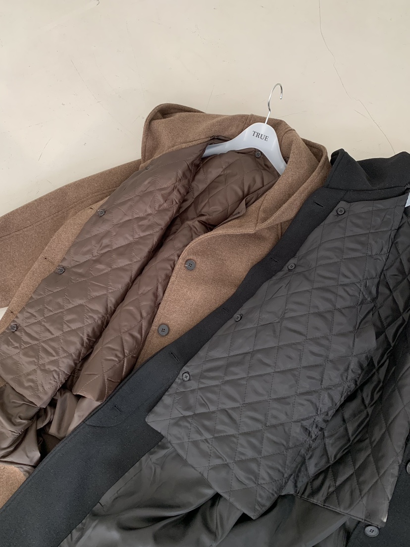 TRUE東大門㊣實拍女士新品人氣推薦熱賣中長款大衣可拆卸絎縫TRUE中長款大衣