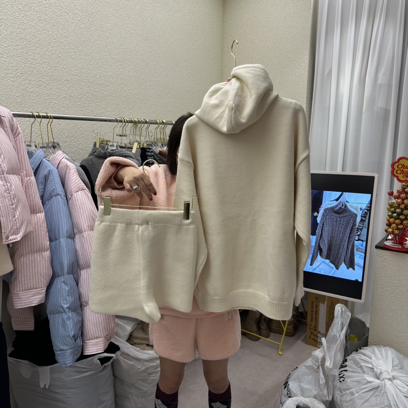 DRAWING東大門㊣實拍女裝新品人氣時尚套裝兩件套拉鏈套裝連帽DRAWING套裝