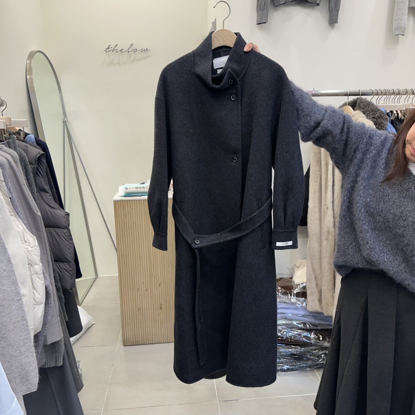 THE LOW韓國直郵㊣女士新款職業真品25秋冬中長款大衣套裝THE LOW中長款大衣圖色2