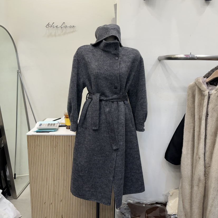 THE LOW韓國直郵㊣女士新款職業真品25秋冬中長款大衣套裝THE LOW中長款大衣圖色3
