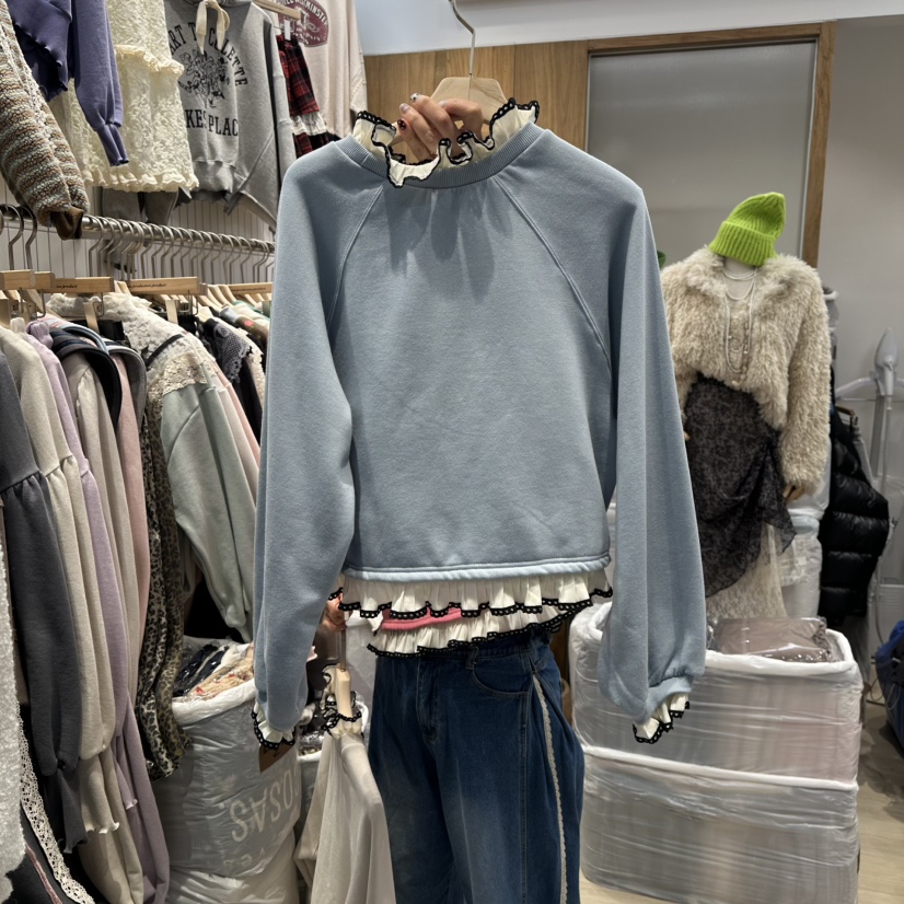 MARI CO東大門㊣代購女士新品休閑推薦職業衛衣假兩件褶裥MARI CO衛衣