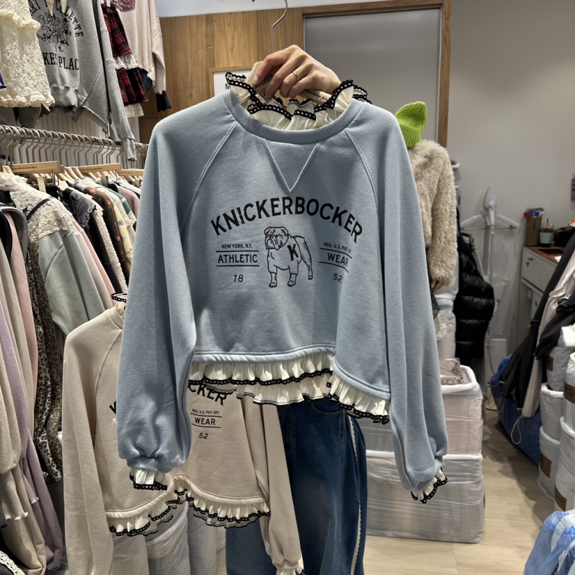 MARI CO東大門㊣代購女士新品休閑推薦職業衛衣假兩件褶裥MARI CO衛衣圖色2