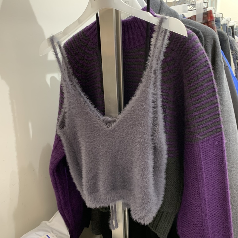 SOLD OUT東大門㊣直郵女裝新款時尚人氣吊帶背心不含內搭絨SOLD OUT吊帶/背心圖色3