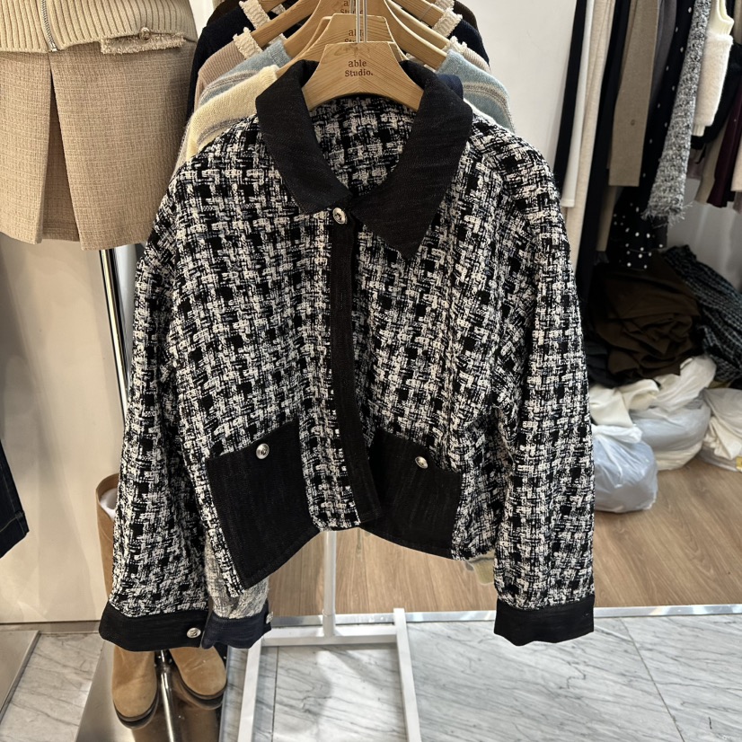 ABLESTUDIO東大門㊣實拍女裝新款25秋冬職業時尚人氣夾克花呢ABLESTUDIO夾克圖色2
