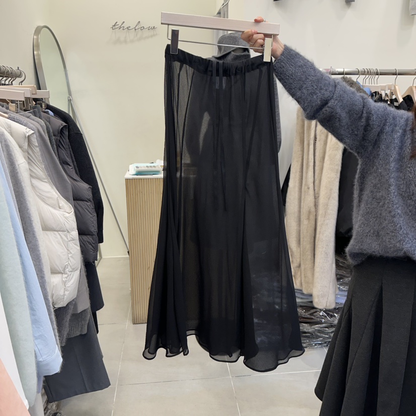 THE LOW東大門㊣代購女士新款時尚職業人氣真品休閑長裙雪紡THE LOW長裙圖色3