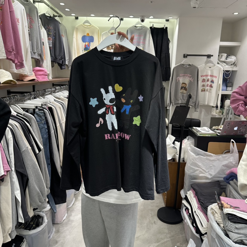 EVE東大門㊣代購女士新品休閑時尚熱賣推薦真品職業長袖T恤EVE長袖T恤圖色2