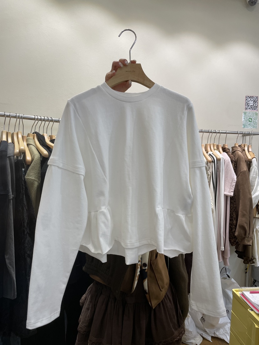 AUVERFIT東大門㊣實拍女裝新款熱賣真品25秋冬長袖T恤假兩件AUVERFIT長袖T恤圖色1