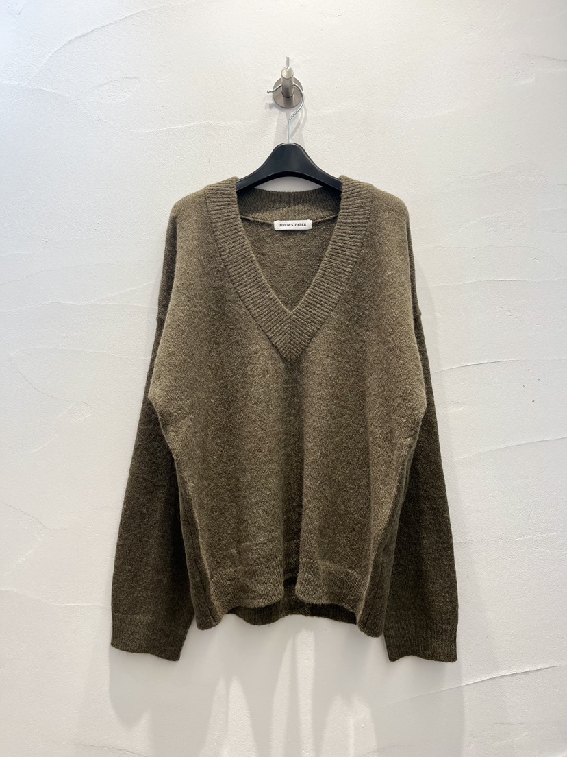 BROWN PAPER-S韓國代購㊣女士新品人氣推薦25秋冬針織衫V領BROWN PAPER-S針織衫圖色1