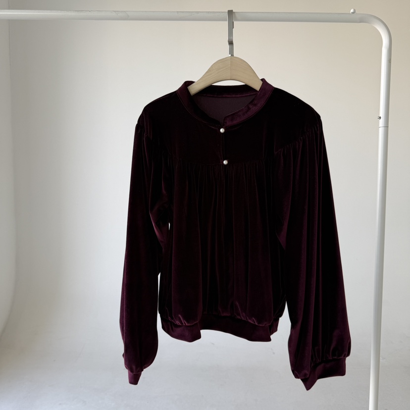 JENNY 1976東大門㊣直郵女裝新品真品休閑25秋冬衛衣天鵝絨JENNY 1976衛衣圖色1酒紅色