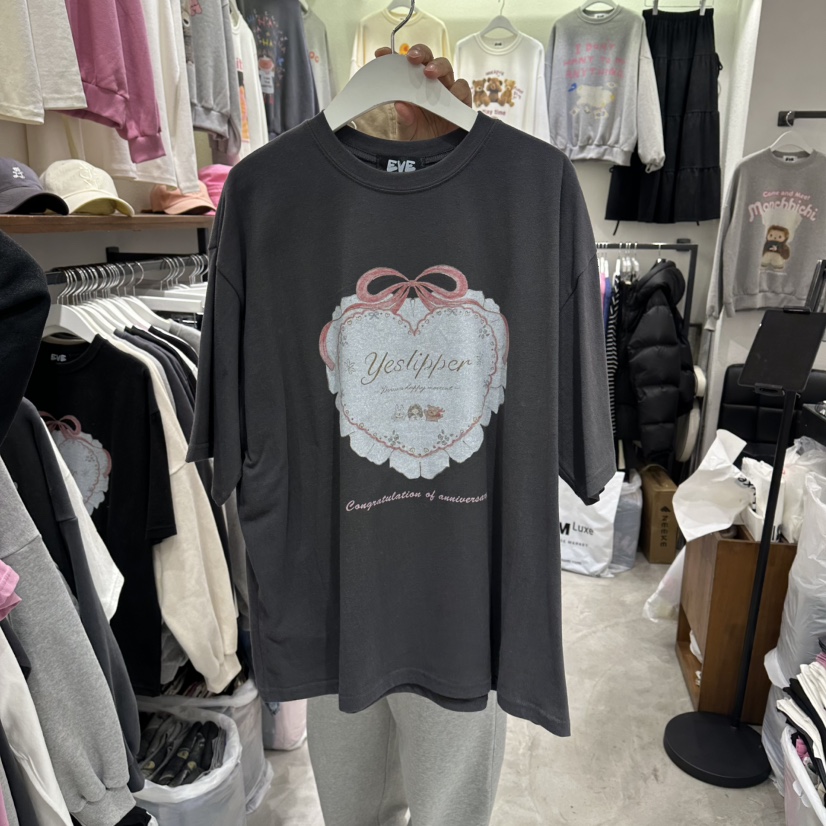 EVE韓國代購㊣女士新款時尚熱賣休閑真品推薦職業25秋冬T恤EVET恤圖色2墨色