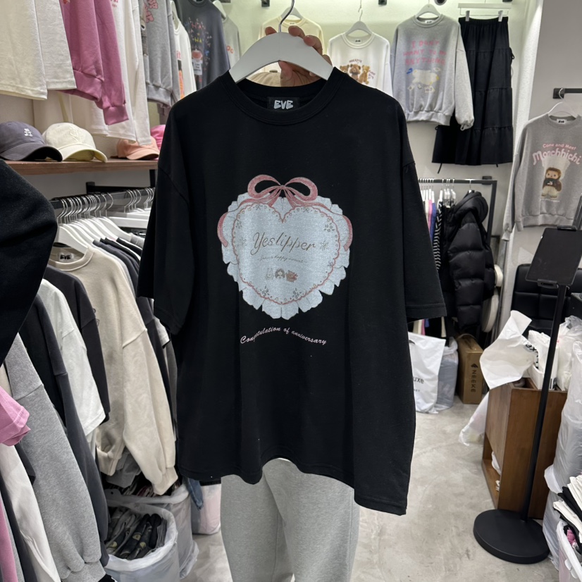 EVE韓國代購㊣女士新款時尚熱賣休閑真品推薦職業25秋冬T恤EVET恤圖色3黑色