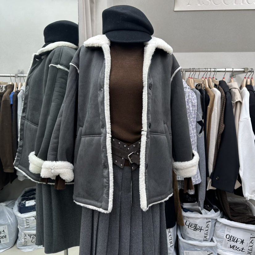 ASCEND韓國代購㊣女裝新款時尚職業熱賣人氣25秋冬短款大衣ASCEND短款大衣圖色1